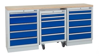 picture of BiGDUG 2041mm Wide Workbench - 1x Roll Cabinet - 2x 5 Drawer Cabinet - Multiplex - [BDU-TGC4R4GBM] - (LP)