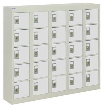 picture of QMP Wall-Mounted Personal Effects Locker - 25 Compartment - Light Grey Doors - 940H x 1130W x 190D mm - [QM-LR941119WLXX]