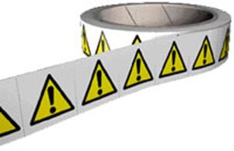 Picture of Hazard Labels On a Roll - Exclamation Mark Labels - Self Adhesive Vinyl - 50mm x 50mm - 250 Labels - [AS-RO6]