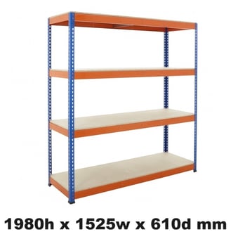 picture of BiGDUG BiG400 Racking 4 Levels - Chipboard Shelves - 1980h x 1525w x 610d mm - [BDU-B41915064BO] - (LP)
