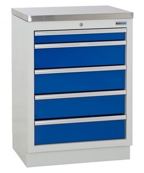 picture of BiGDUG 5 Drawer Cabinet - 948h x 680w x 463d mm - Stainless Worktop - [BDU-TGC4GBS] - (LP)