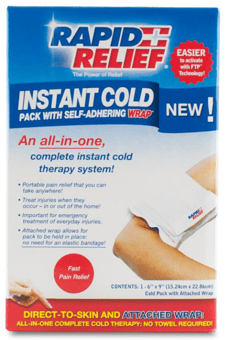 picture of Rapid Relief Instant Cold Pack With Self-Adhering Wrap 5" x 9" - Retail Box - [BE-RA11357]