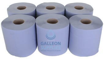 picture of Galleon Value 2 Ply Blue Centrefeed Rolls - 400 Sheets Per Roll - 6 Rolls - [GU-VAL-CFB]