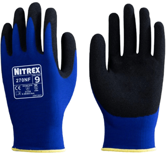 picture of Unigloves Nitrex 270NF Sandy Nitrile Palm Coated Gloves - Blue/Black - UGL-P-270NF