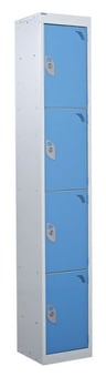 picture of QMP Tool Charging Locker - Solid Door - Standard Plug - 4 Compartment - Light Blue - 1800H x 450W x 450D mm - [QM-BL1845454USX]