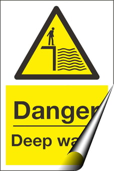 picture of Danger Deep Water Sign - 200 x 300Hmm - Self Adhesive Vinyl - [AS-WA87-SAV]