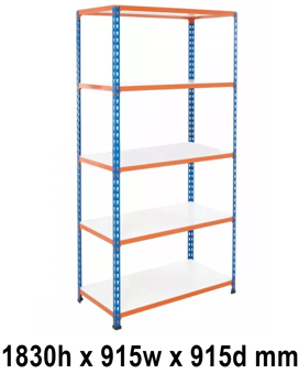 picture of BiGDUG BiG200 Shelving 5 Levels - Melamine Shelves - 1830h x 915w x 915d mm - 90kg UDL - [BDU-B21809095BOM]
