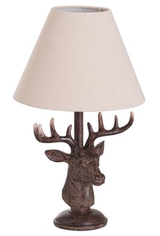 picture of Hill Interiors Stag Head Table Lamp With Linen Shade - [PRMH-HI-20694]
