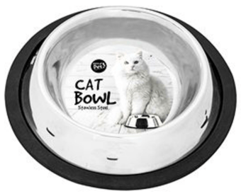 picture of World of Pets Stainless Steel Anti-Skid Embossed Paw Cat Bowl 200ml - [PD-WP032] - (DISC-R)