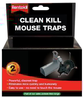 Picture of Rentokil Clean Kill Mouse Trap - Pack of 2 Reusable Traps - [RH-FC100]