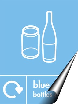 picture of Recycling Signs - Blue Glass Bottles & Jars - 300 X 400Hmm - Self Adhesive Vinyl - [AS-WR25-SAV]