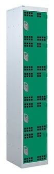 picture of QMP Tool Charging Locker - Perforated Door - Standard Plug - 5 Compartment - Green - 1800H x 450W x 450D mm - [QM-BL1845455GPX]
