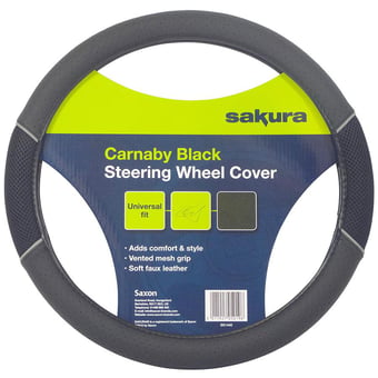 picture of Sakura Carnaby Steering Wheel Cover - Black - [SAX-SS1445]