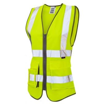 picture of LEO HI-Vis Yellow Lynmouth Ladies Superior Waistcoat - LE-WL11-Y