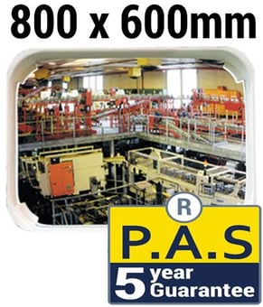 picture of  MULTI-PURPOSE MIRROR - P.A.S - 800 x 600mm - White Frame - To View 2 Directions - 5 Year Guarantee - [VL-928]