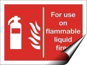 Picture of For Use on Flammable Liquid Fires Sign - 200 X 150Hmm - Self Adhesive Vinyl - [AS-FI42-SAV]
