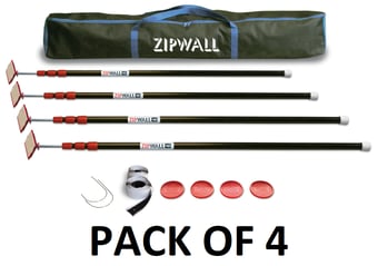 picture of ZipWall® 10 - Spring-loaded Poles - 3m - 128cm x 13cm x 9cm - With Carry Bag - Pack of 4 - [ZP-ZP4]