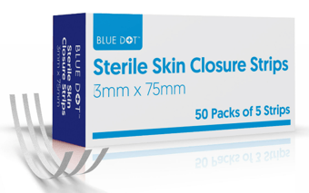 picture of Blue Dot Skin Closures 75mm x 3mm - Box 50 x 5 - [CM-260810]
