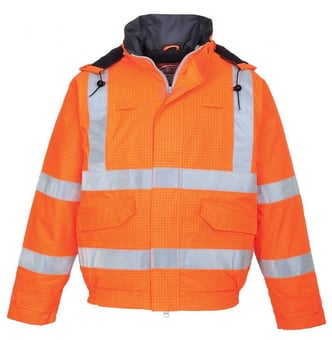 Picture of Portwest - Bizflame Rain Hi-Vis Orange Antistatic FR Bomber Jacket - PW-S773ORR