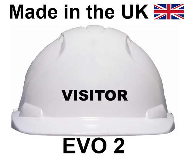 JSP - EVO2 White Safety Helmet - VISITOR Printed on Front in Black - [JS-AJE030-000-100-VIS]