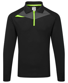 picture of Portwest DX414 - DX4 Polo Shirt Long Sleeved Black - PW-DX414BKR