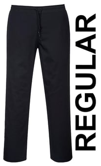 picture of Portwest Polycotton Drawstring Trousers - Black - Regular Leg - PW-C070BKR