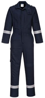 picture of Portwest FR501 Bizflame Plus Stretch Panelled Coverall Navy Blue - PW-FR501NAR