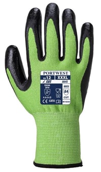 picture of Portwest A645 Level D Cut Resistant Nitrile Foam Green/Black Gloves - Pair - PW-A645E8 - (PS)