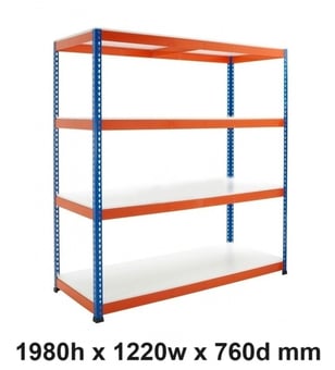 picture of BiGDUG BiG400 Racking 4 Levels - Melamine Shelves - 1980h x 1220w x 760d mm - [BDU-B41912074BOM]