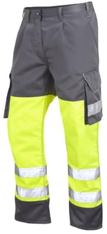 Picture of Bideford - Hi-Vis Yellow/Grey Poly/Cotton Cargo Trouser - Short Leg - LE-CT01-Y/GY-S