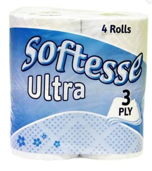 Picture of Softesse Ultra - White Soft 3-Ply Toilet Rolls - Pack of 4 - [DI-SOFTEPAPER] - (DISC-W)