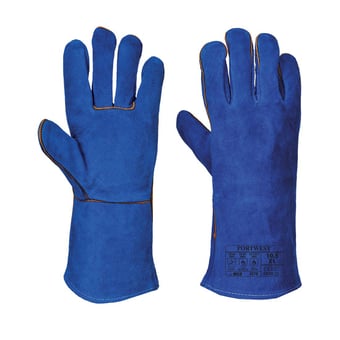 picture of Portwest A510 Welders Blue Gauntlet - Pair - One Size XL - [PW-A510BLUXL]