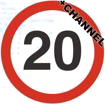 Picture of Traffic 20mph Sign With Fixing Channel Large - FIXING CLIPS REQUIRED - Class 1 Ref BSEN 12899-1 2001 - 600mm Dia - Reflective - 3mm Aluminium - [AS-TR14-ALUC]