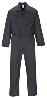 picture of Portwest C813 Liverpool Zip Coverall Black - Tall Leg - PW-C813BKT