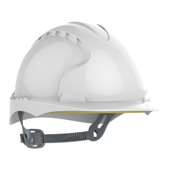 picture of JSP - The All New EVO2 White Safety Helmet - Standard Peak with OneTouch 3D Adjustment Slip Ratchet Harness - Non-Vented - [JS-AJE030-000-100]