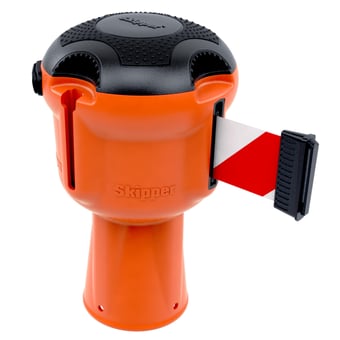 picture of Skipper Main Unit - Orange with Red White Tape - Retractable Barrier Tape Holder - with 9m Tape - [SK-001-RW]