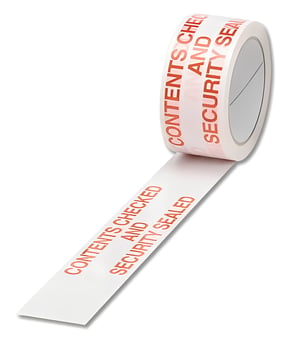 picture of Contents Checked Printed Tape Polypropylene 50mm x 66m Red on White - Sold per Roll - [SP-922420] - (DISC-C-W)