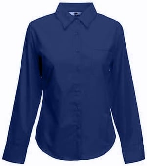 Picture of Fruit Of The Loom Navy Blue  Ladyfit Long Sleeve Shirt with Chest Pocket - BT-65012-NAVY - (DISC-R)