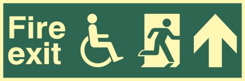 picture of Spectrum Disabled Fire Exit Man Running Arrow Up – PHO 450 x 150mm – [SCXO-CI-1928]