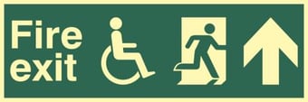picture of Spectrum Disabled Fire Exit Man Running Arrow Up – PHO 450 x 150mm – [SCXO-CI-1928]
