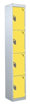 picture of QMP Standard Locker - 4 Compartment - Yellow Doors - 1800H x 300W x 450D mm - [QM-LS1830454YXX]