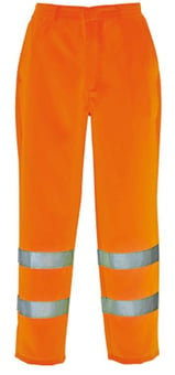 Picture of Hi Vis Polycotton Orange Rail Spec Trousers Hi Vis BAND - ST-38782 - (DISC-R)