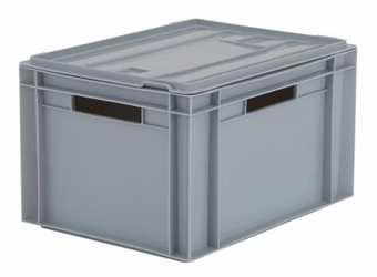 Picture of BiGDUG Euro Stacking Box with Hinged Lid - 235h x 300w x 400d mm - 20L - Grey - Box Deal of 10 - [IH-BDU-BNB4322LG] - (LP)