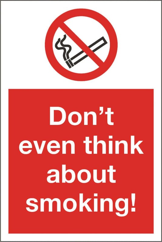 picture of Don't Even Think About Smoking Sign - 200 x 300Hmm - Rigid Plastic - [AS-PR29-RP]