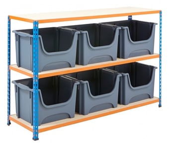 picture of BiG340 Value Large Stacking Pick Bin Kit - 915h x 1525w x 455d mm - 6x Grey Bins - [BDU-CPBK2G]