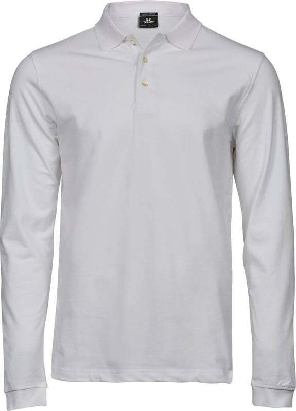 picture of Tee Jays Men's Luxury Stretch Long Sleeve Polo - White - BT-TJ1406-WHT