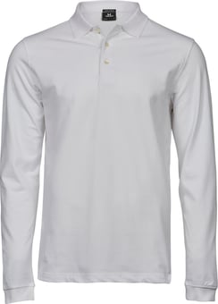 Picture of Tee Jays Men's Luxury Stretch Long Sleeve Polo - White - BT-TJ1406-WHT
