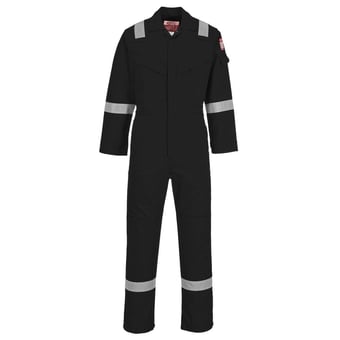 picture of Portwest - Black Anti-Static Flame Resistant Super Lightweight Coverall - Regular Leg - PW-FR21BKR