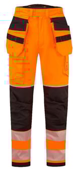 picture of Portwest FR427 - PW3 Modaflame Rain+ Hi-Vis FR Winter Holster Trousers - Orange/Black - PW-FR427OBR