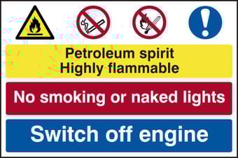 picture of Petroleum spirit / No smoking / Switch off engine - PVC (600 x 450mm) - IH-4017